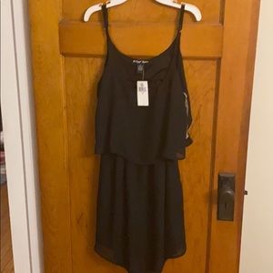 Black mini dress with open back